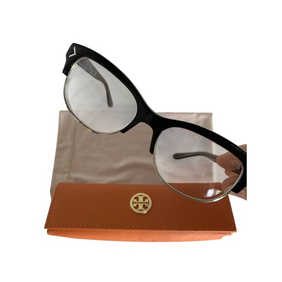 Tory Burch Accessories - Tory Burch Womens Black Cat-Eye Eyeglasses TY2083 T390 53-16-140 Logo Case